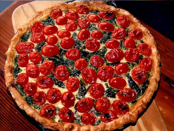 Tomato, Spinach and Spring Onion Pie. Photo by Zurie