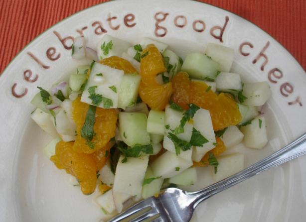 Jicama Salad With Cilantro and Chiles. Photo by BakinBaby