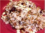 Rice, Lentils and Dried Cranberries Garnished With Pine Nuts