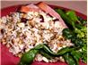 Rice, Lentils and Dried Cranberries Garnished With Pine Nuts