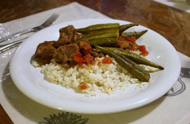 Bamya ( Lamb or Beef and Okra Stew). Photo by Everybody eats when they come to my house