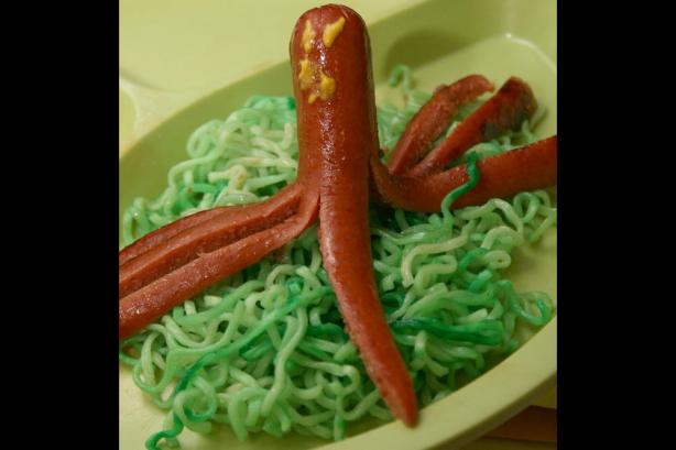 Octopus and Seaweed  (Ramen Noodles and Hot Dogs). Photo by CandyTX