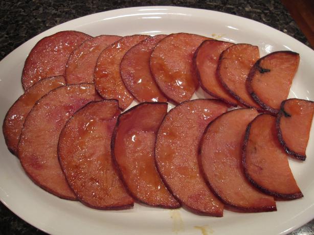 Broiled Ham Steak With Mustard Glaze. Photo by Ridgely