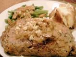 Rib-Eyes With Whiskey Blue Cheese Sauce and Mushrooms