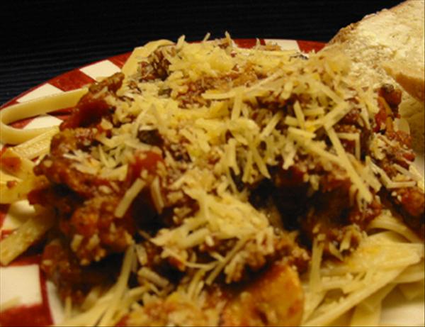 Kittencal's Delicious Meaty Pasta Sauce. Photo by Caroline Cooks