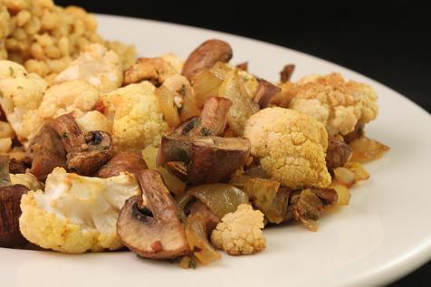 Roasted Cauliflower and Mushrooms. Photo by brokenburner