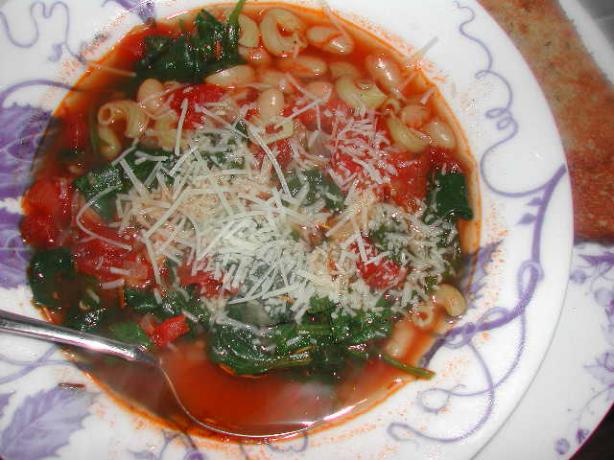 Tuscan White Bean & Spinach Soup. Photo by Kumquat the Cat's friend