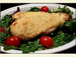 Parmesan-Crusted Chicken on Bed of Fancy Greens