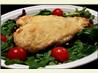 Parmesan-Crusted Chicken on Bed of Fancy Greens. Recipe by NcMysteryShopper