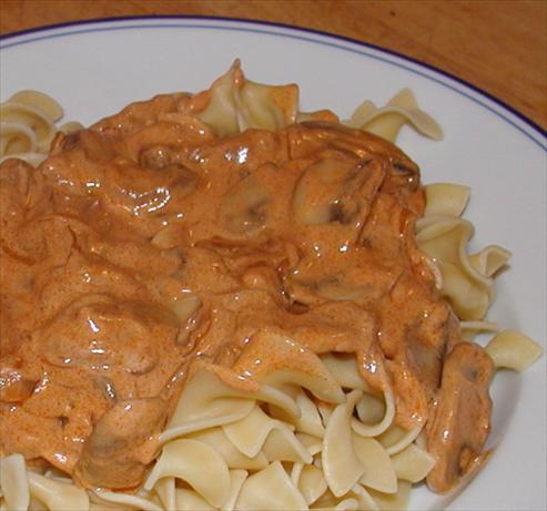 Mushrooms Paprikash With Egg Noodles. Photo by Mrs Goodall