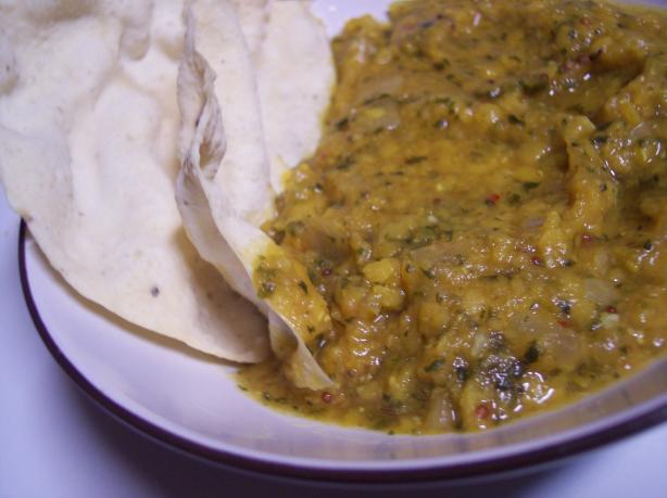 Eggplant and Dhal Curry With Basmati Rice. Photo by Georgiame