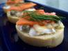 Smoked Salmon, Goat Cheese and Mustard Crouton. Recipe by susie cooks
