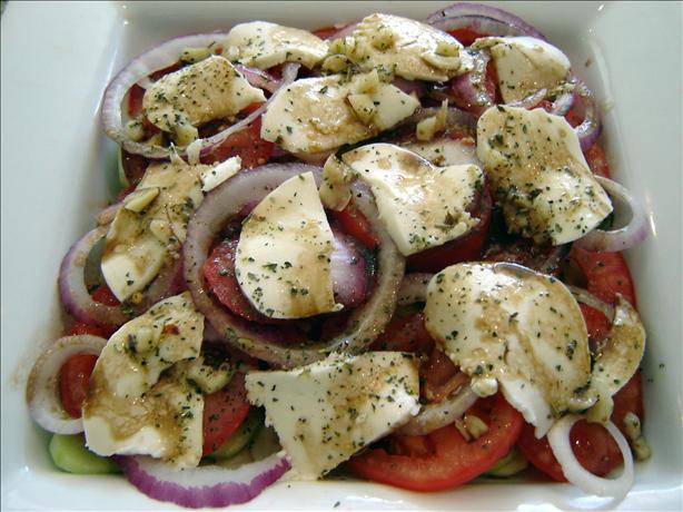 Tomato-Cucumber Stack w/ Fresh Mozzarella. Photo by Chris from Kansas