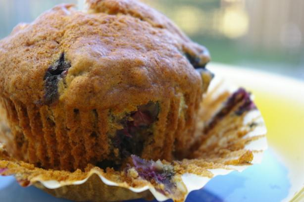 Easy Moist Banana Blueberry Muffins. Photo by Redsie
