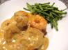 Saut&eacute;ed Shrimp With Polenta and Manchego Sauce