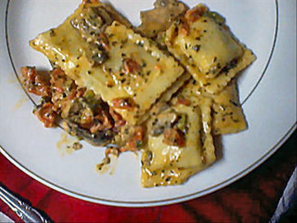 Beef Ravioli in Basil-Cream Sauce. Photo by billikers