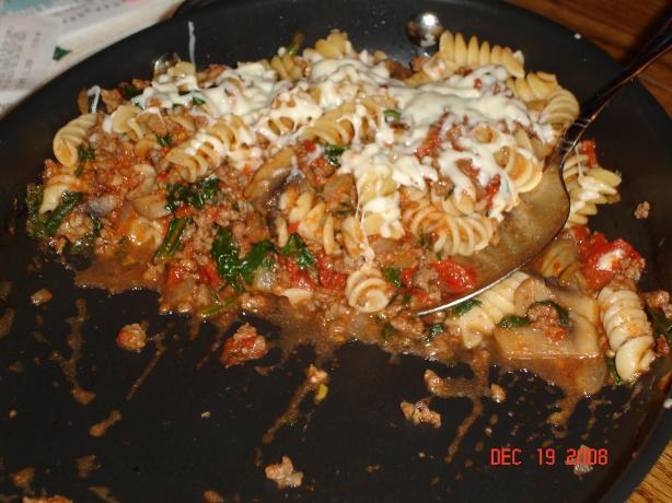 Ground Beef and Spinach Pasta Bake. Photo by Janni402