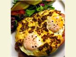 Dutch Uitsmijter: Fried Ham and Eggs With Mustard Cheese. Photo by - Carla -
