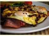 Dutch Uitsmijter: Fried Ham and Eggs With Mustard Cheese. Photo by - Carla -