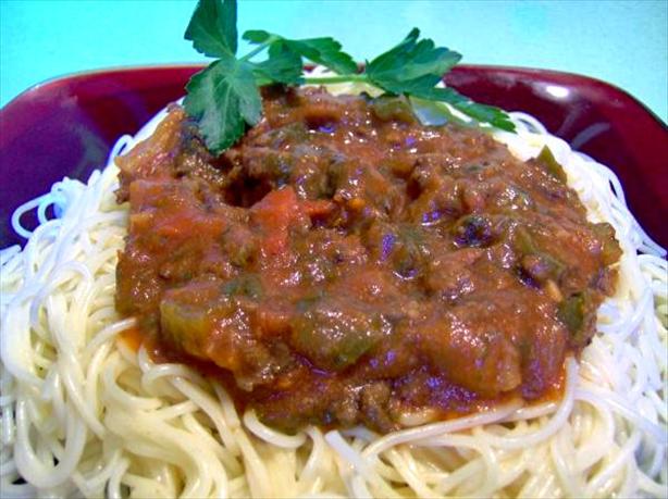 Turkey or Lean Beef Meat Sauce (Optional Crock Pot). Photo by Rita~
