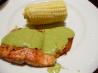 Salmon With Cilantro and Roasted Serrano Aioli. Recipe by ellie_