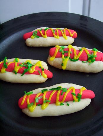 Hot Dog Cookies with Relish and Mustard. Photo by * Pamela *