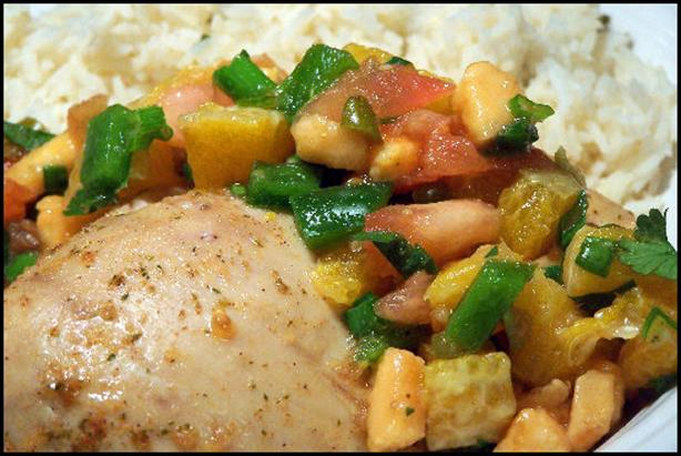 Island Mojito Chicken and Rice With Salsa Tropicale. Photo by NcMysteryShopper