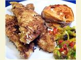 Coconut Chicken With Mango Salsa, Cinnamon Butter Sweet Potatoes