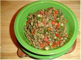 Warm Lentil Salad With Onion, Peppers, and Spinach