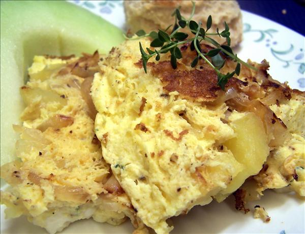 Savory Onion, Potato and Blue Cheese Frittata. Photo by PaulaG