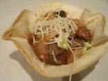 Stir Fried Beef Salad in Tortilla Cups