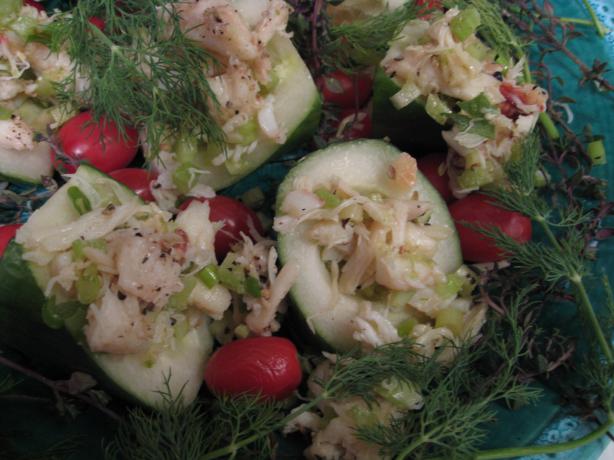 Cucumber Cups Filled With Crab Appetizer. Photo by BarbryT