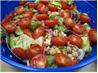 Mediterranean Garbanzo Salami Salad. Recipe by Kittencalskitchen
