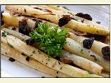 White Asparagus With Mushrooms in Brown Butter