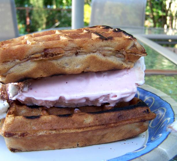 Waffle Ice Cream Sandwiches With the Works!. Photo by Rita~