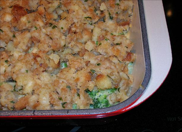Cheesy Broccoli & Stuffing Casserole. Photo by Kozmic Blues