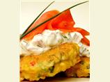Smoked Salmon W/ Chili Corn Fritters and Sour Cream Dip