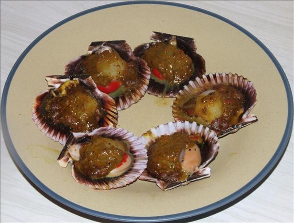 BBQ Curried Scallops in Shell. Photo by Peter J