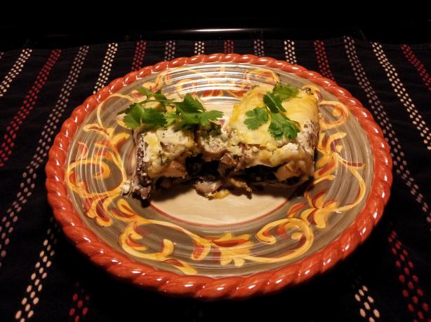 Spinach and Mushroom Enchiladas With Cilantro Cream Sauce. Photo by Chef #1522598