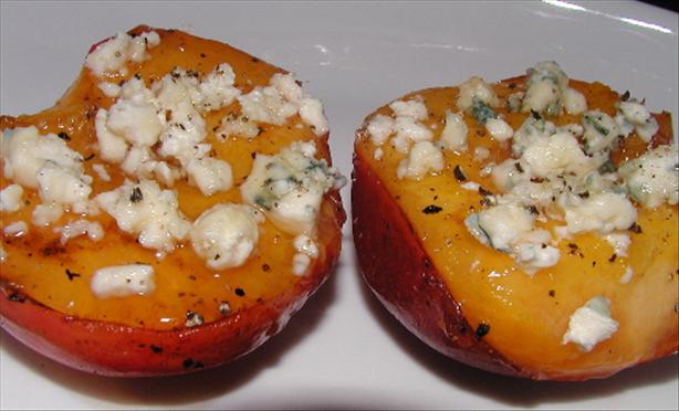 Grilled Nectarines With Bleu Cheese, Honey and Black Pepper. Photo by Mrs Goodall