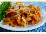 Bow Tie Pasta With Roasted Red Pepper and Cream Sauce. Photo by Raspberry Cordial
