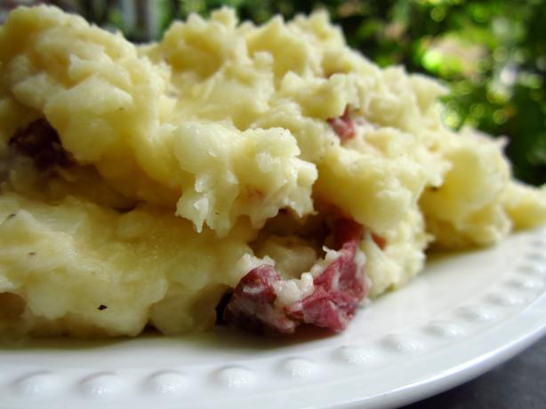 Roasted Garlic Smashed Red Potatoes. Photo by gailanng