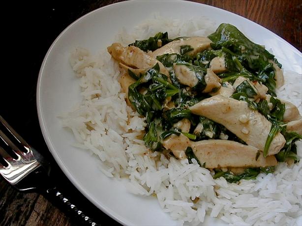 Garlic Curry Chicken & Spinach. Photo by ms_bold