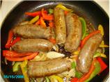 Venison or Moose Sausage Links With Peppers Sandwiches. Photo by Miss Tinkerbell