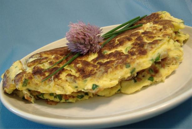 Flaeskeaeggekage (Danish Bacon & Egg Pancake/Omelet). Photo by Deb's Recipes