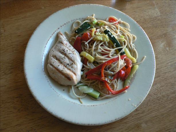 Chicken Piccata With Summer Vegetable Pasta. Photo by chicago gillott-i