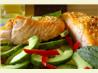 Roasted Salmon With Chile Minted Cucumbers