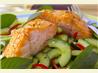 Roasted Salmon With Chile Minted Cucumbers