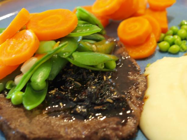 Pan Seared Steaks With Balsamic Onions. Photo by pinkitoes
