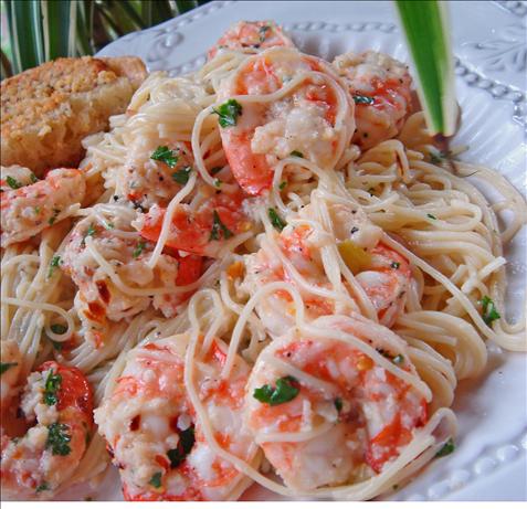 Kittencal's Lemon Shrimp Scampi With Angel Hair Pasta. Photo by Bev